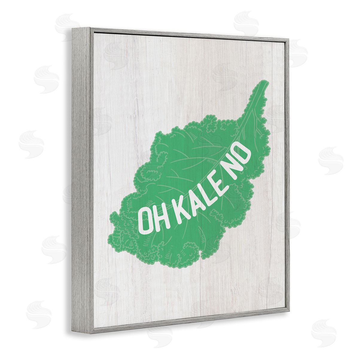 Stupell Studio Oh Kale No Clever Rustic Illustration Typography  Gray Framed Giclee Wall Art Print
