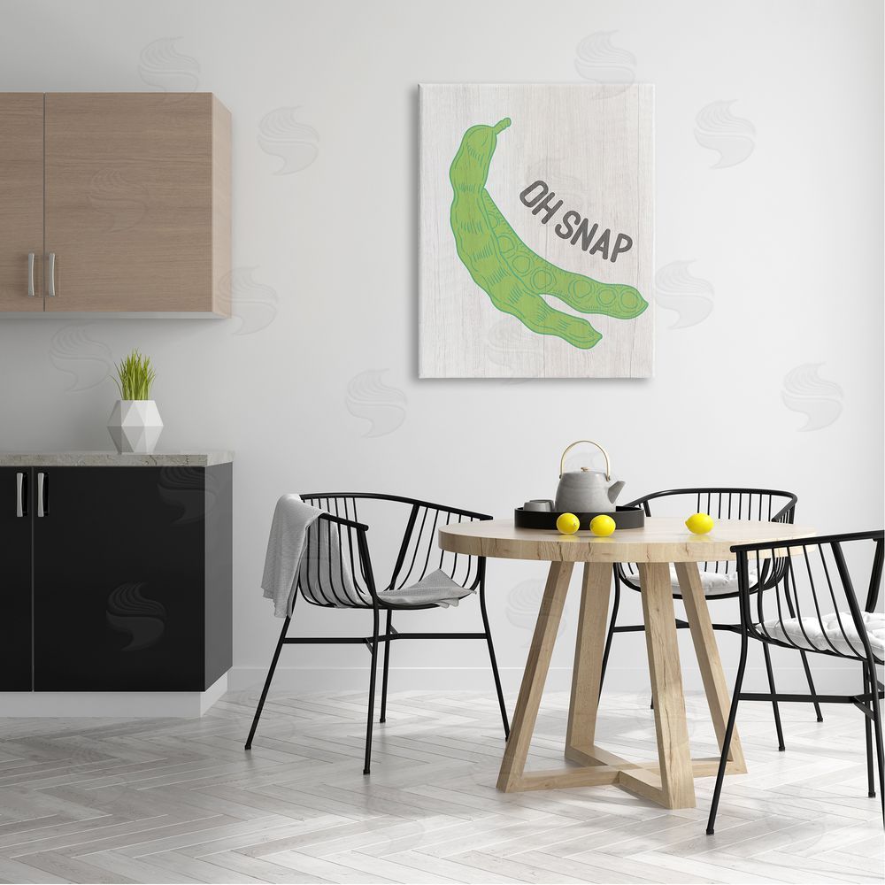 Stupell Studio Oh Snap Quirky Text Typography Peas Illustration  Canvas Wall Art Print in Room