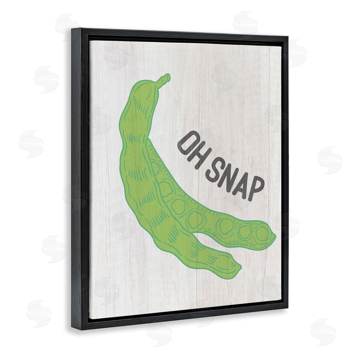 Stupell Studio Oh Snap Quirky Text Typography Peas Illustration  Black Floating Frame Canvas Wall Art Print