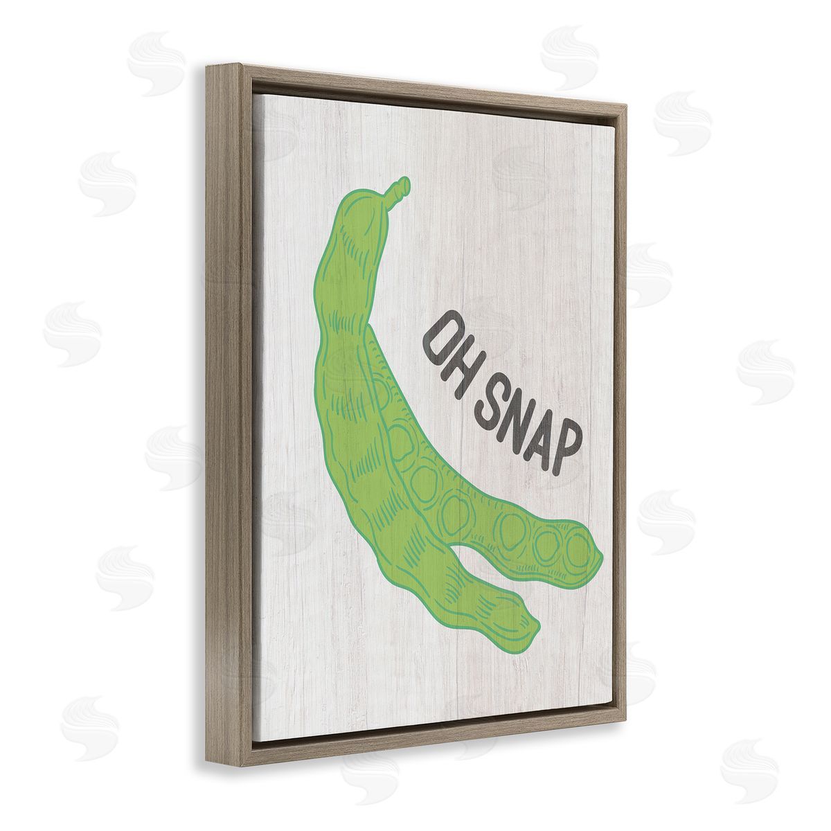 Stupell Studio Oh Snap Quirky Text Typography Peas Illustration  Brown Floating Frame Canvas Wall Art Print