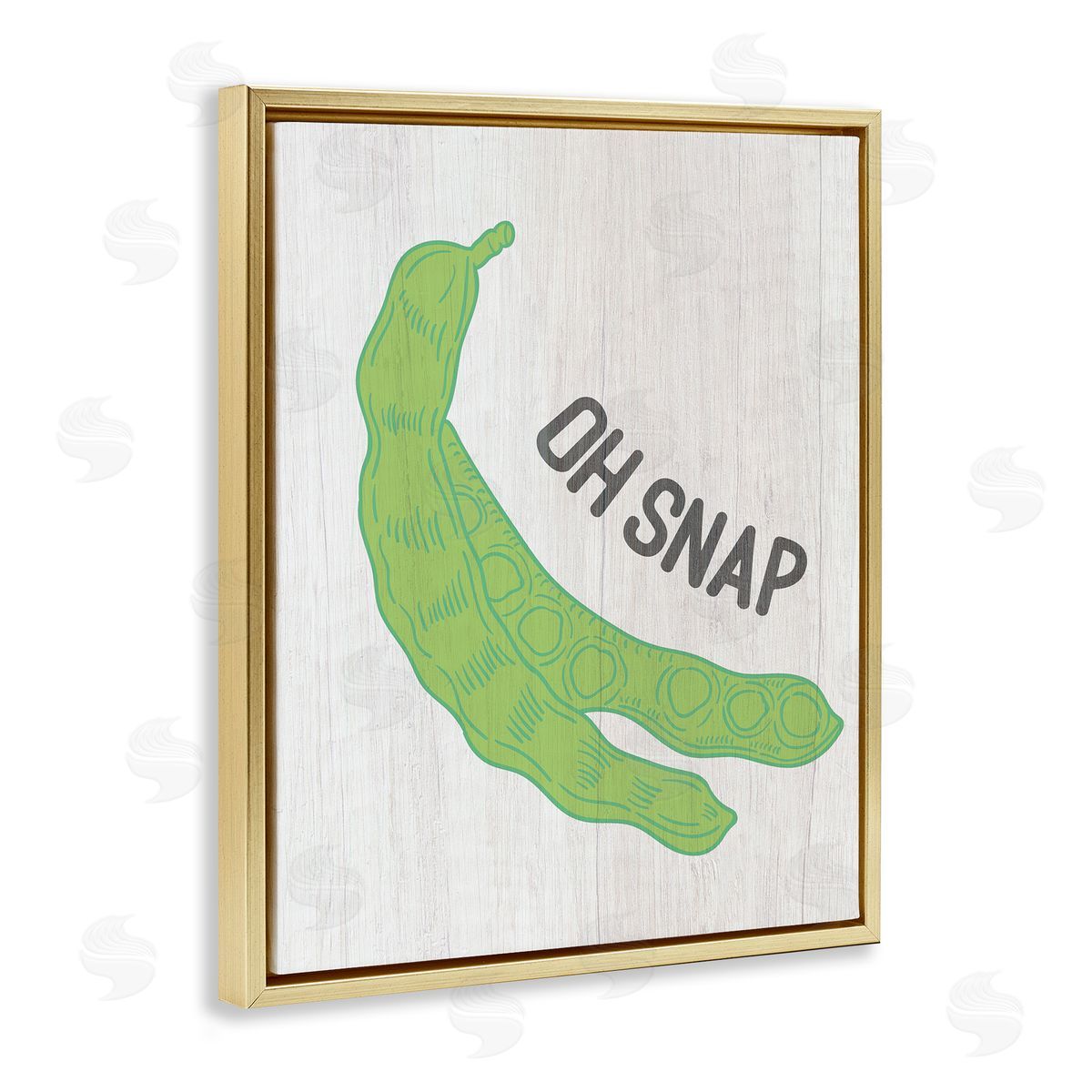 Stupell Studio Oh Snap Quirky Text Typography Peas Illustration  Gold Floating Frame Canvas Wall Art Print