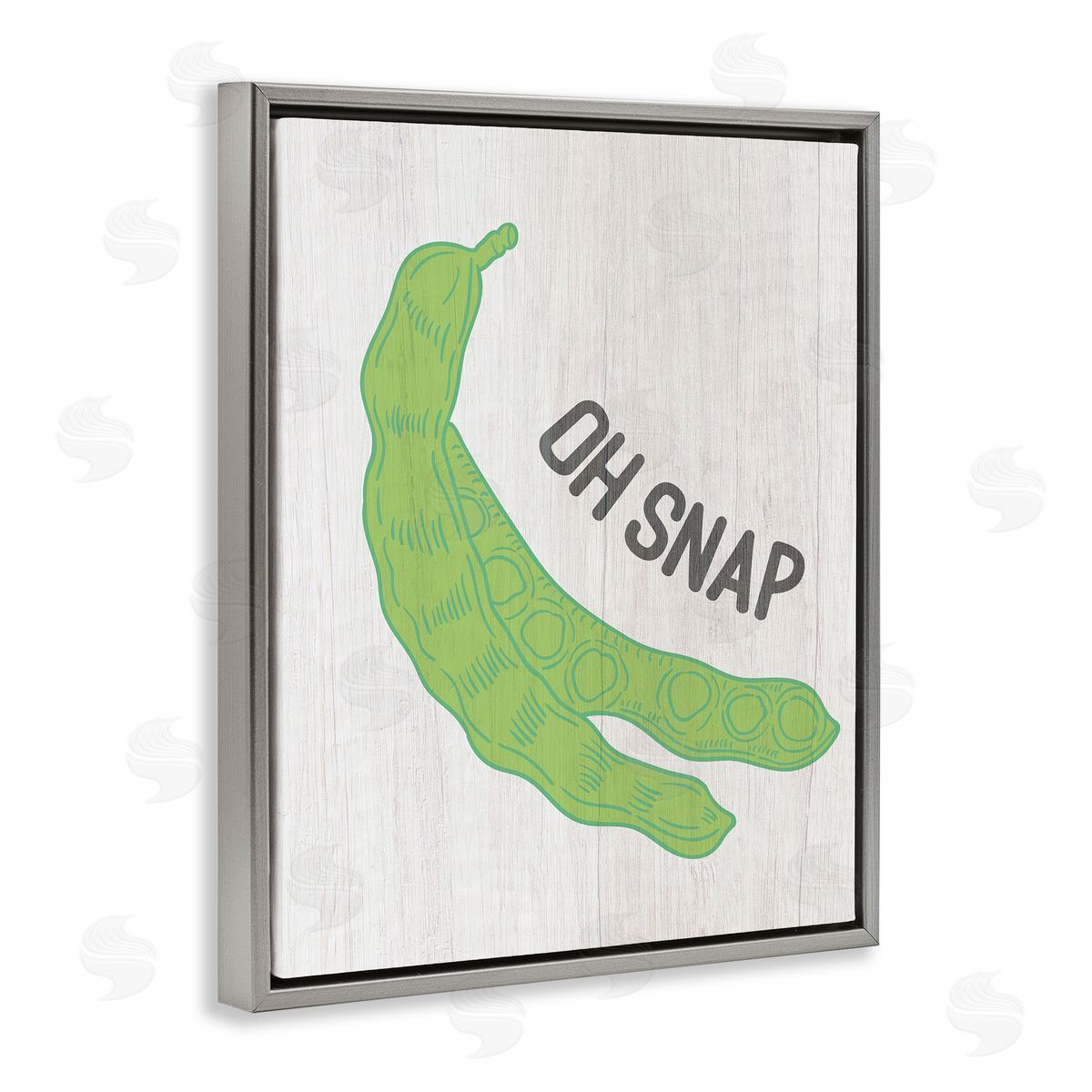 Stupell Studio Oh Snap Quirky Text Typography Peas Illustration  Gray Floating Frame Canvas Wall Art Print