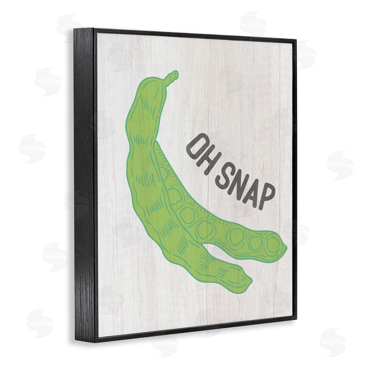 Stupell Studio Oh Snap Quirky Text Typography Peas Illustration  Black Framed Giclee Wall Art Print