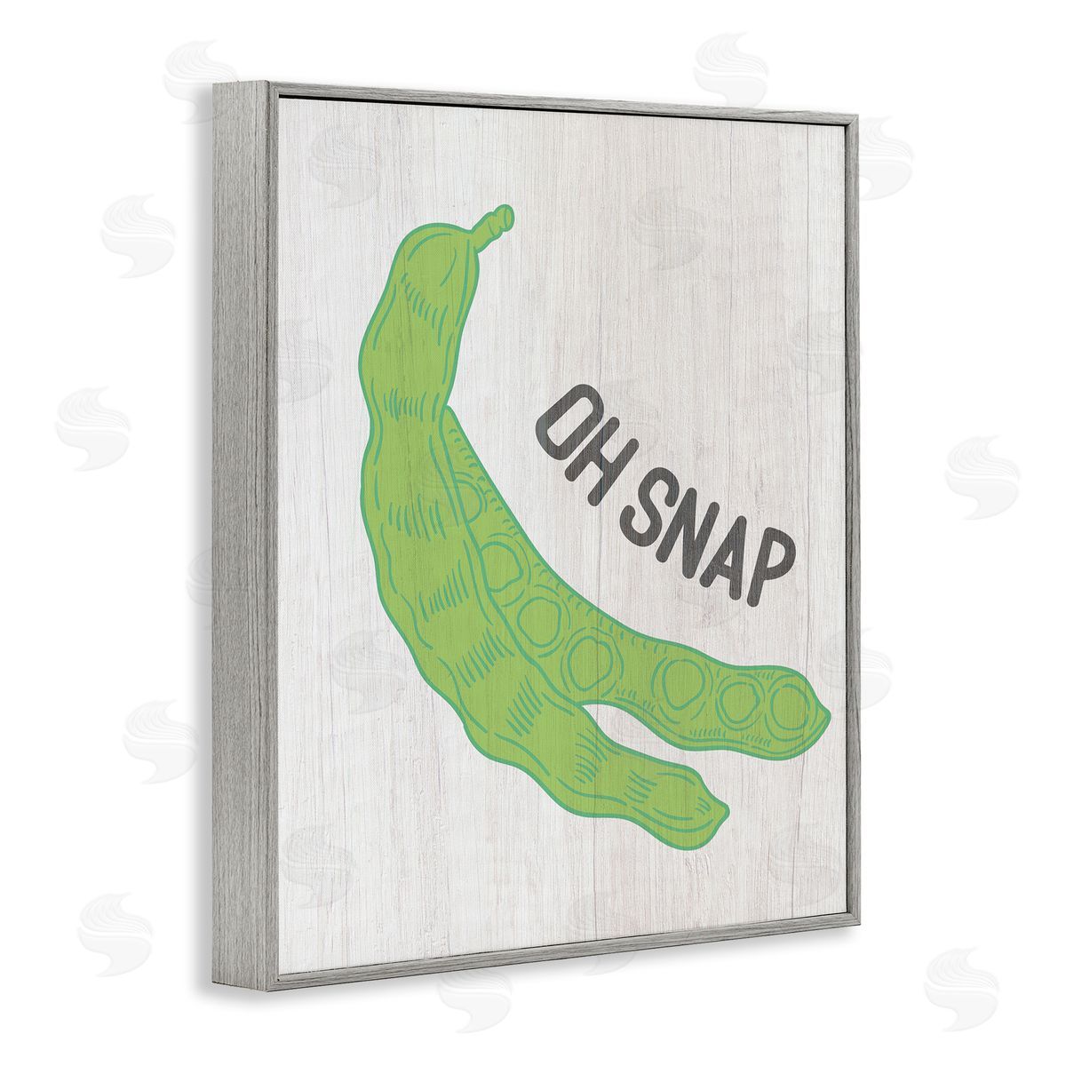 Stupell Studio Oh Snap Quirky Text Typography Peas Illustration  Gray Framed Giclee Wall Art Print