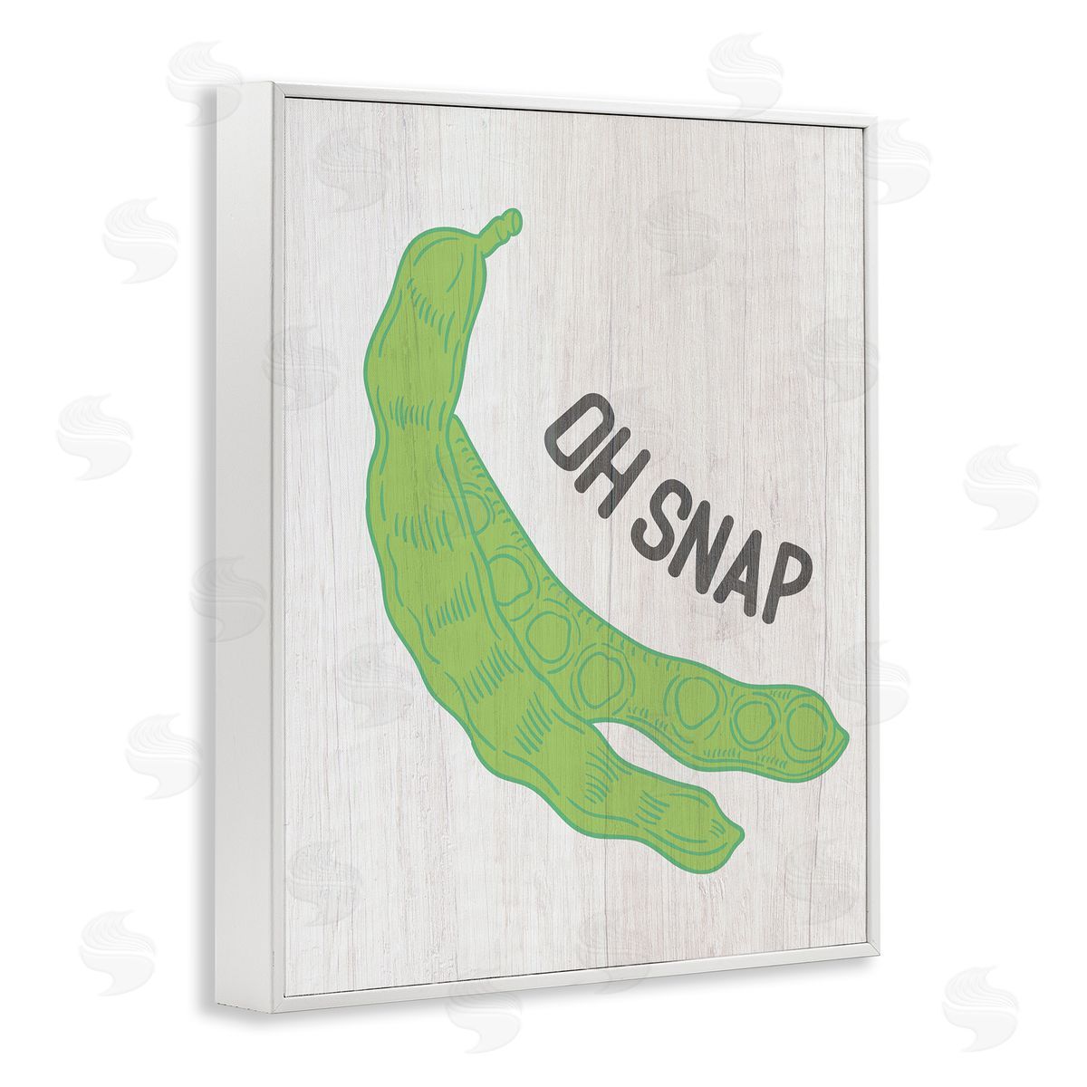 Stupell Studio Oh Snap Quirky Text Typography Peas Illustration  White Framed Giclee Wall Art Print