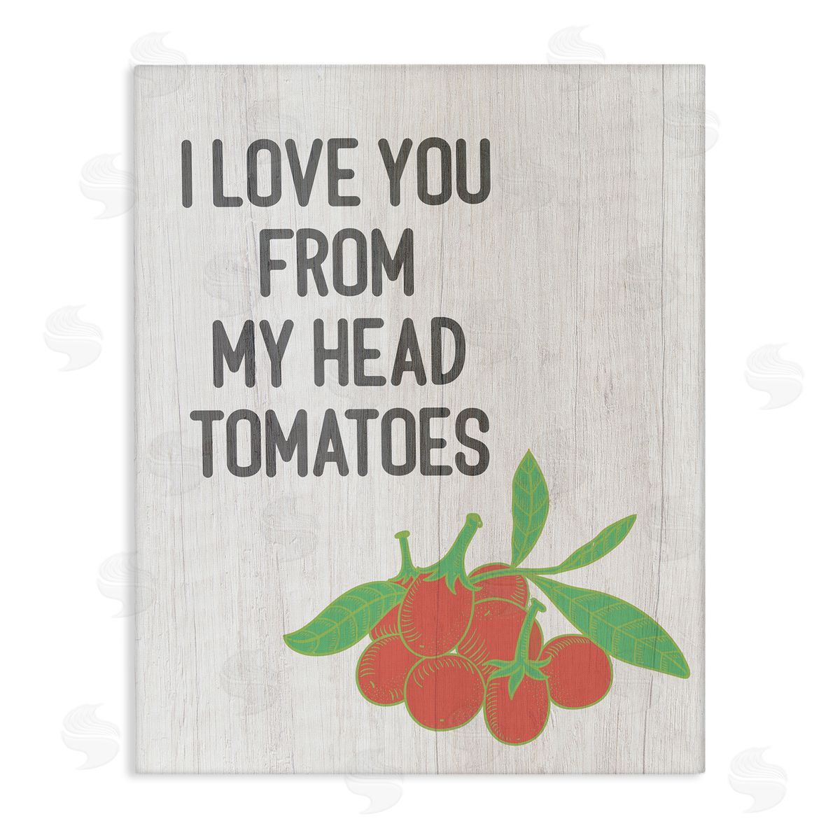 Stupell Studio Clever Love You Tomatoes Farm Sign Grain Pattern  Stretched Canvas Wall Art Print