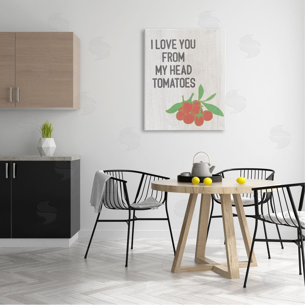 Stupell Studio Clever Love You Tomatoes Farm Sign Grain Pattern  Canvas Wall Art Print in Room