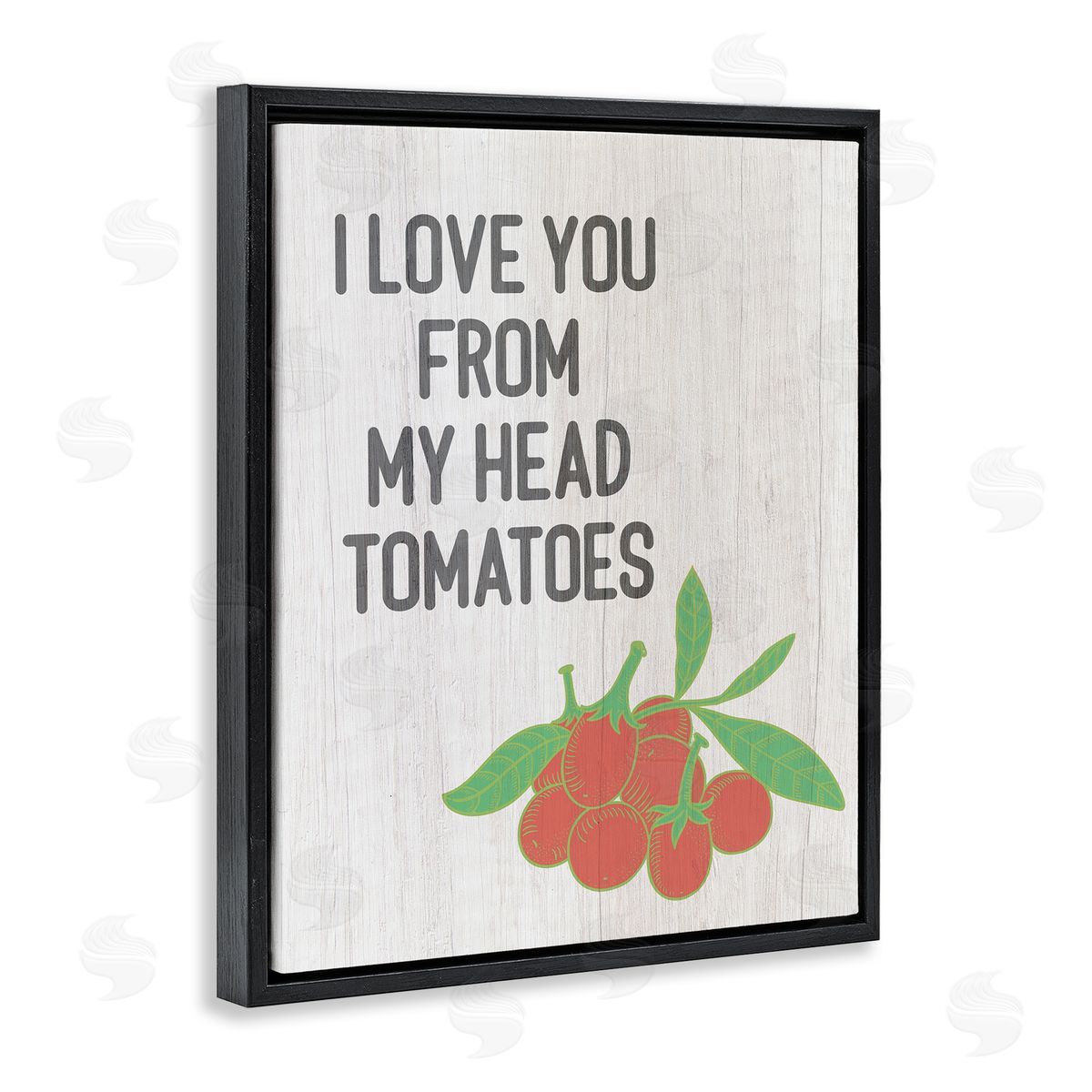 Stupell Studio Clever Love You Tomatoes Farm Sign Grain Pattern  Black Floating Frame Canvas Wall Art Print