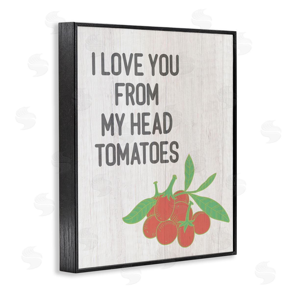 Stupell Studio Clever Love You Tomatoes Farm Sign Grain Pattern  Black Framed Giclee Wall Art Print