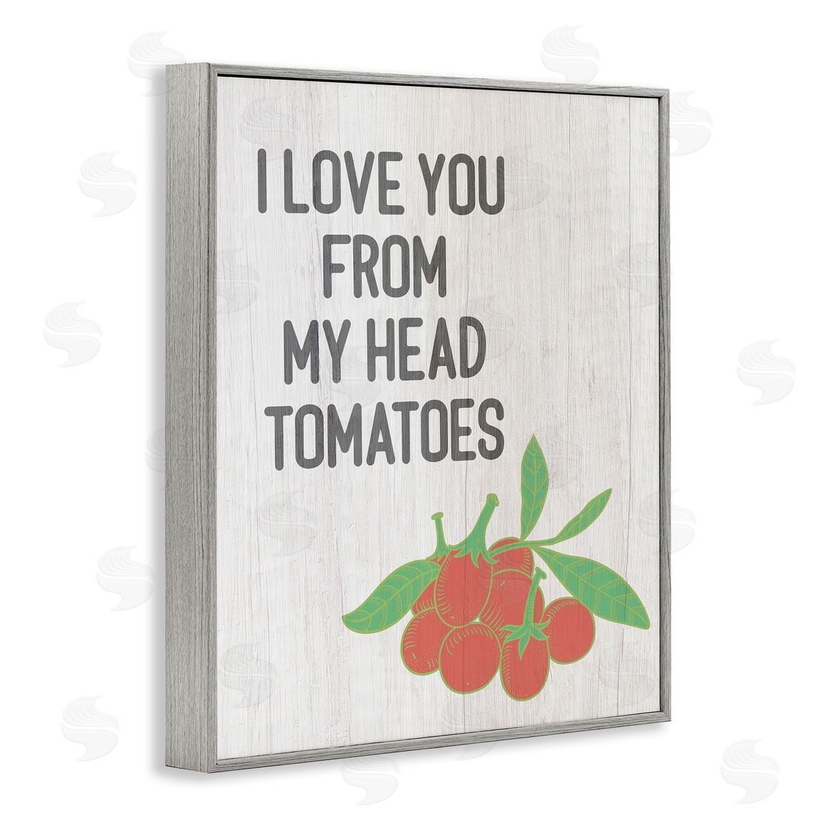 Stupell Studio Clever Love You Tomatoes Farm Sign Grain Pattern  Gray Framed Giclee Wall Art Print