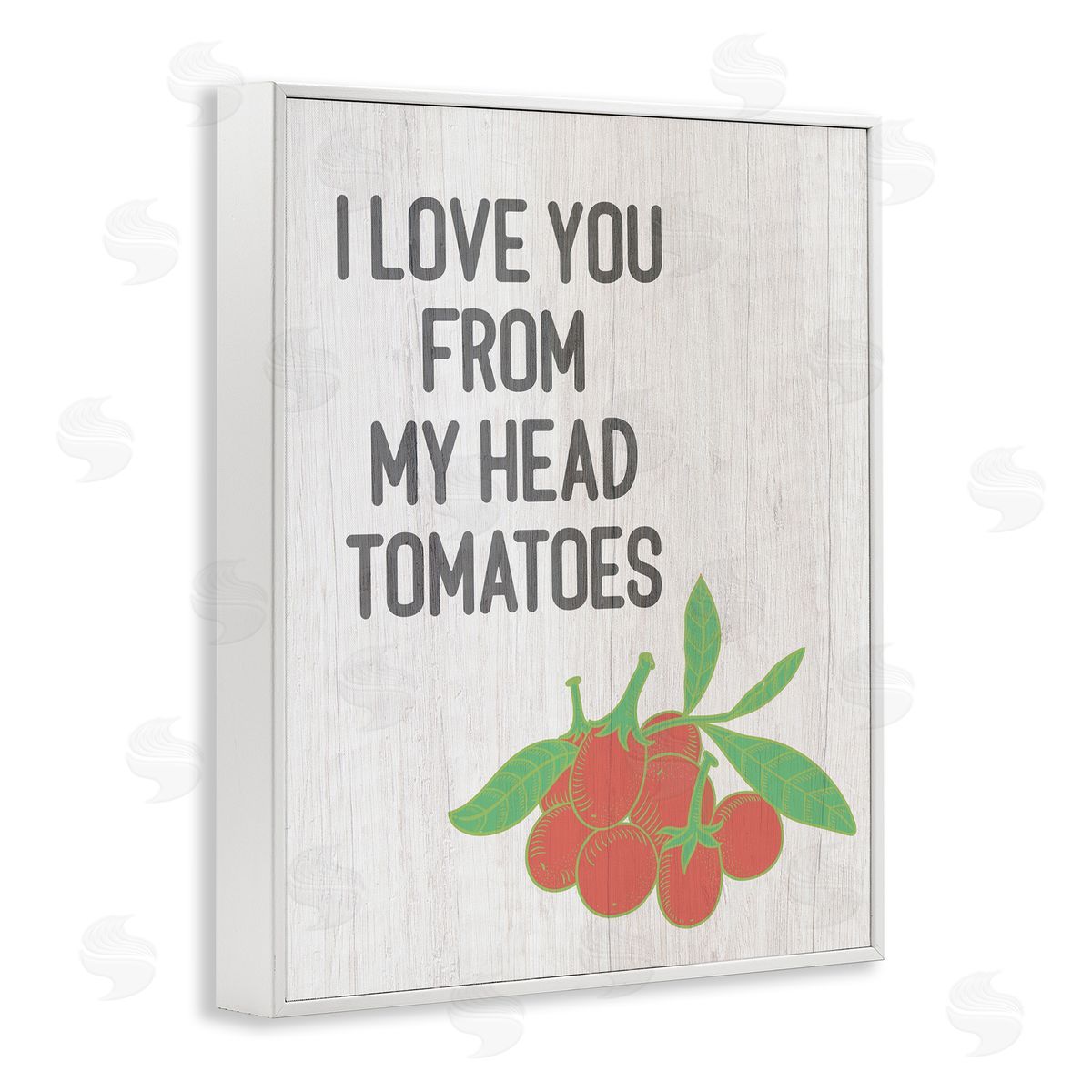 Stupell Studio Clever Love You Tomatoes Farm Sign Grain Pattern  White Framed Giclee Wall Art Print