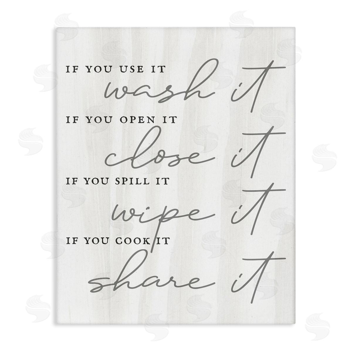 Stupell Studio Witty Rustic Kitchen Rules Share It Quote Calligraphy Stretched Canvas Wall Art Print