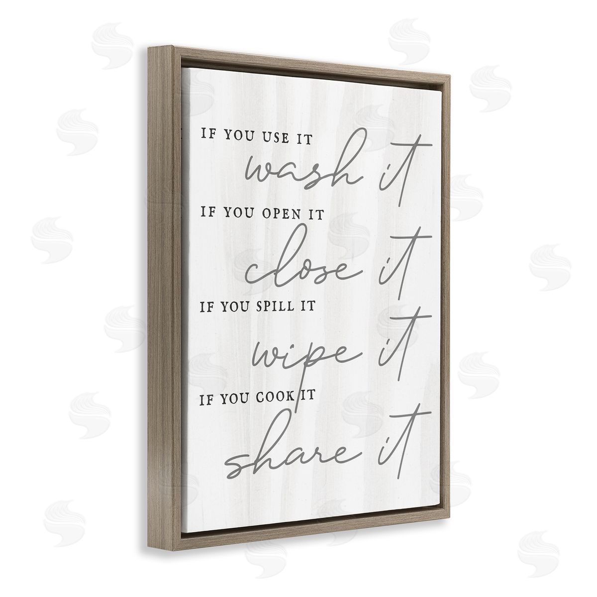 Stupell Studio Witty Rustic Kitchen Rules Share It Quote Calligraphy Brown Floating Frame Canvas Wall Art Print