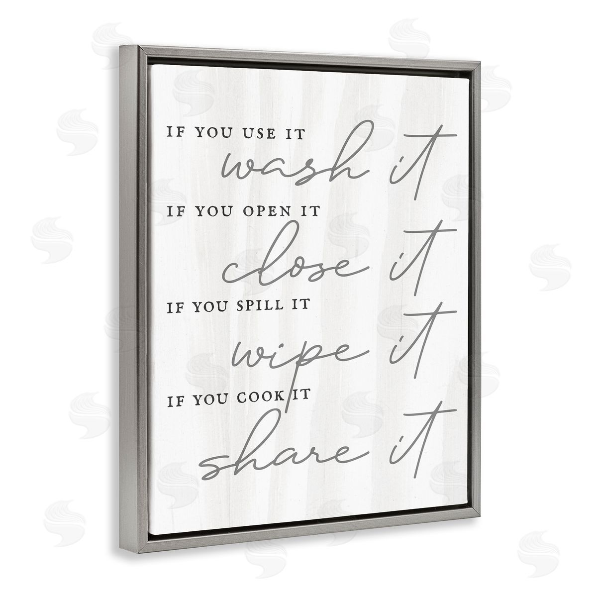 Stupell Studio Witty Rustic Kitchen Rules Share It Quote Calligraphy Gray Floating Frame Canvas Wall Art Print