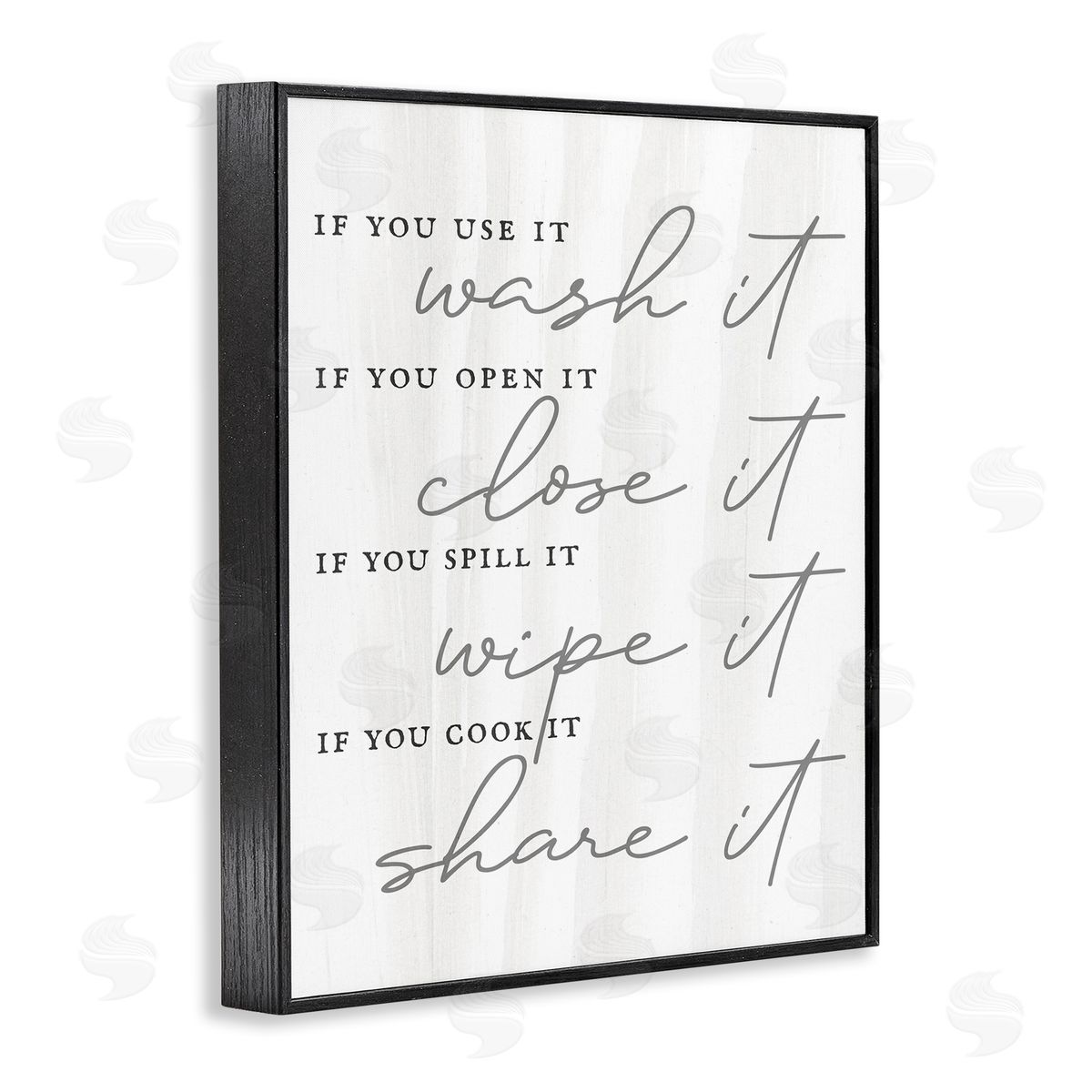 Stupell Studio Witty Rustic Kitchen Rules Share It Quote Calligraphy Black Framed Giclee Wall Art Print