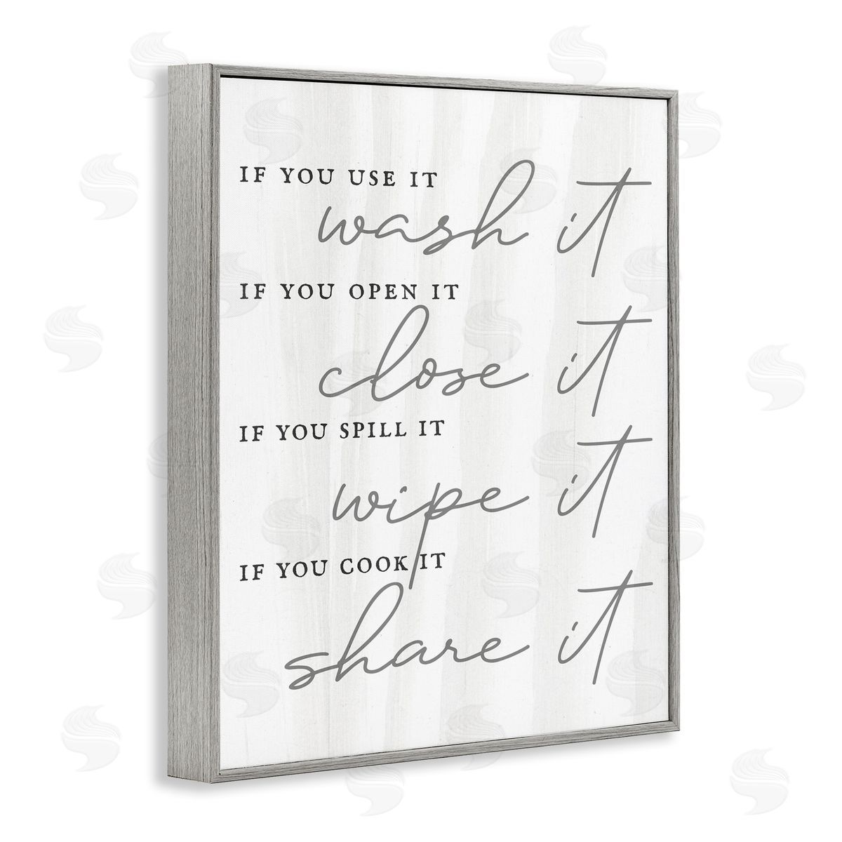 Stupell Studio Witty Rustic Kitchen Rules Share It Quote Calligraphy Gray Framed Giclee Wall Art Print
