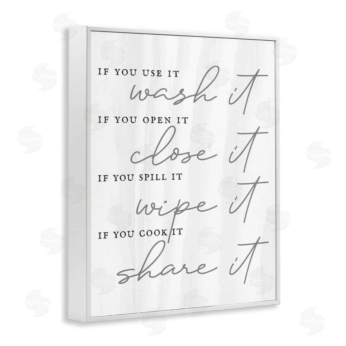 Stupell Studio Witty Rustic Kitchen Rules Share It Quote Calligraphy White Framed Giclee Wall Art Print