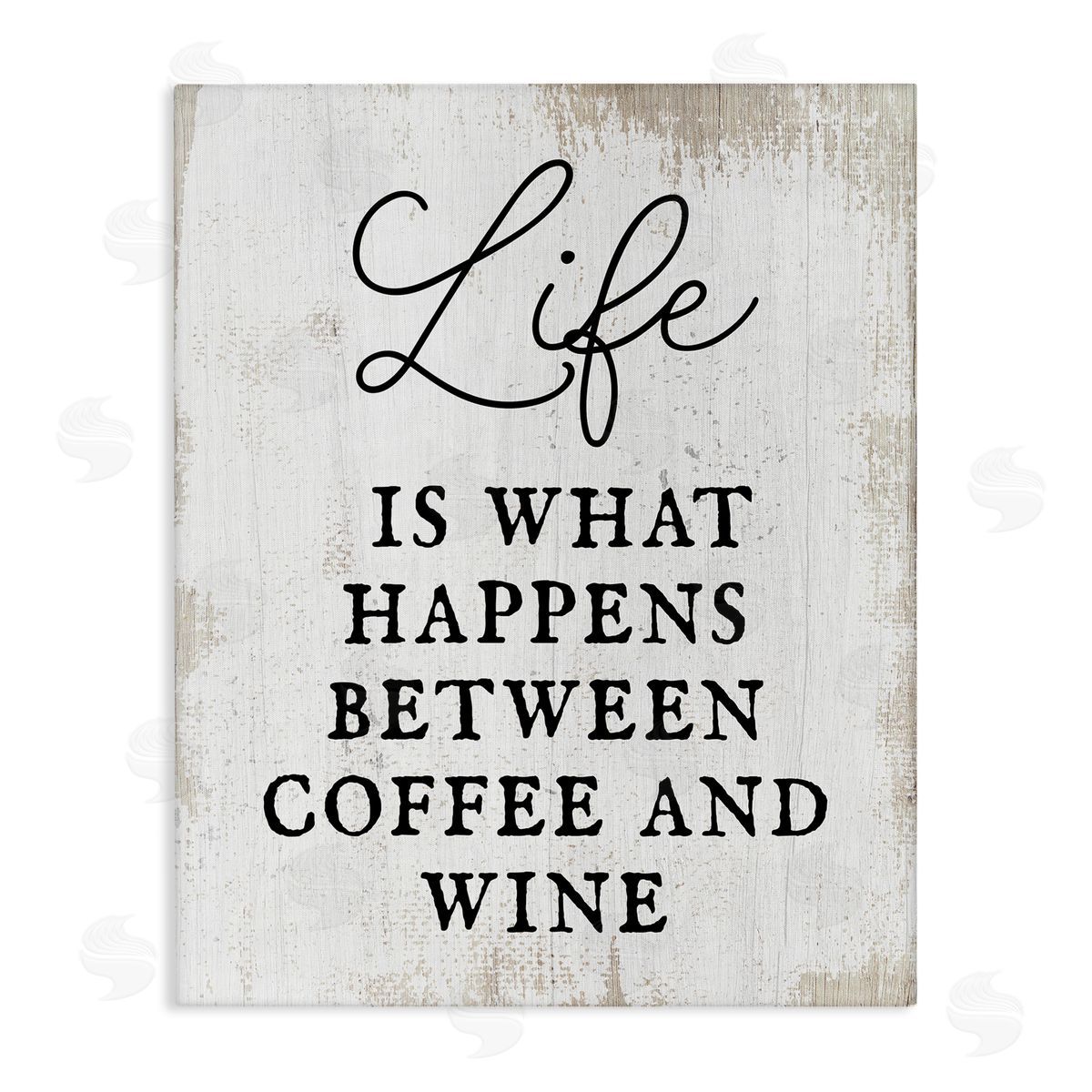 Stupell Studio Vintage Coffee & Wine Life Phrase Typography  Stretched Canvas Wall Art Print