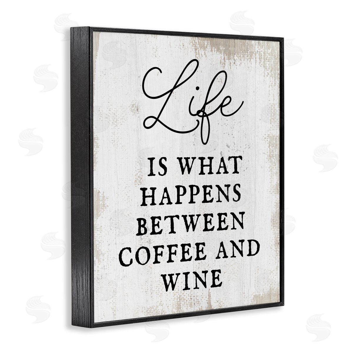 Stupell Studio Vintage Coffee & Wine Life Phrase Typography  Black Framed Giclee Wall Art Print