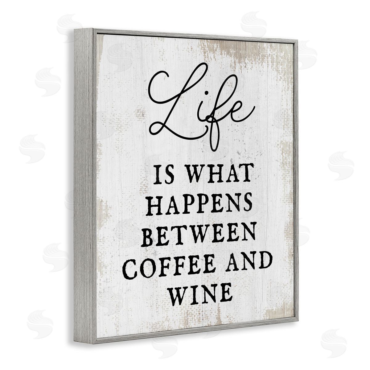 Stupell Studio Vintage Coffee & Wine Life Phrase Typography  Gray Framed Giclee Wall Art Print