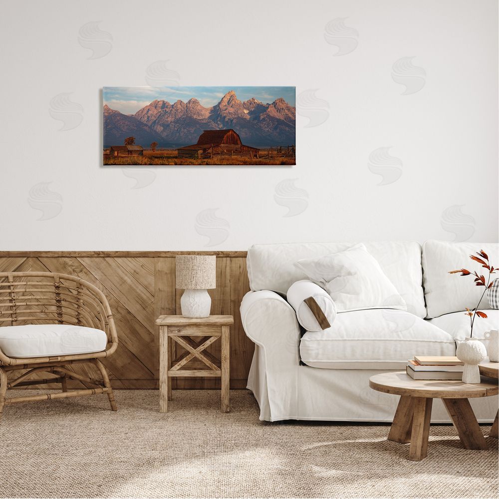 Daniel Sproul Quaint Red Barn Detailed Mountainous Farm Landscape 