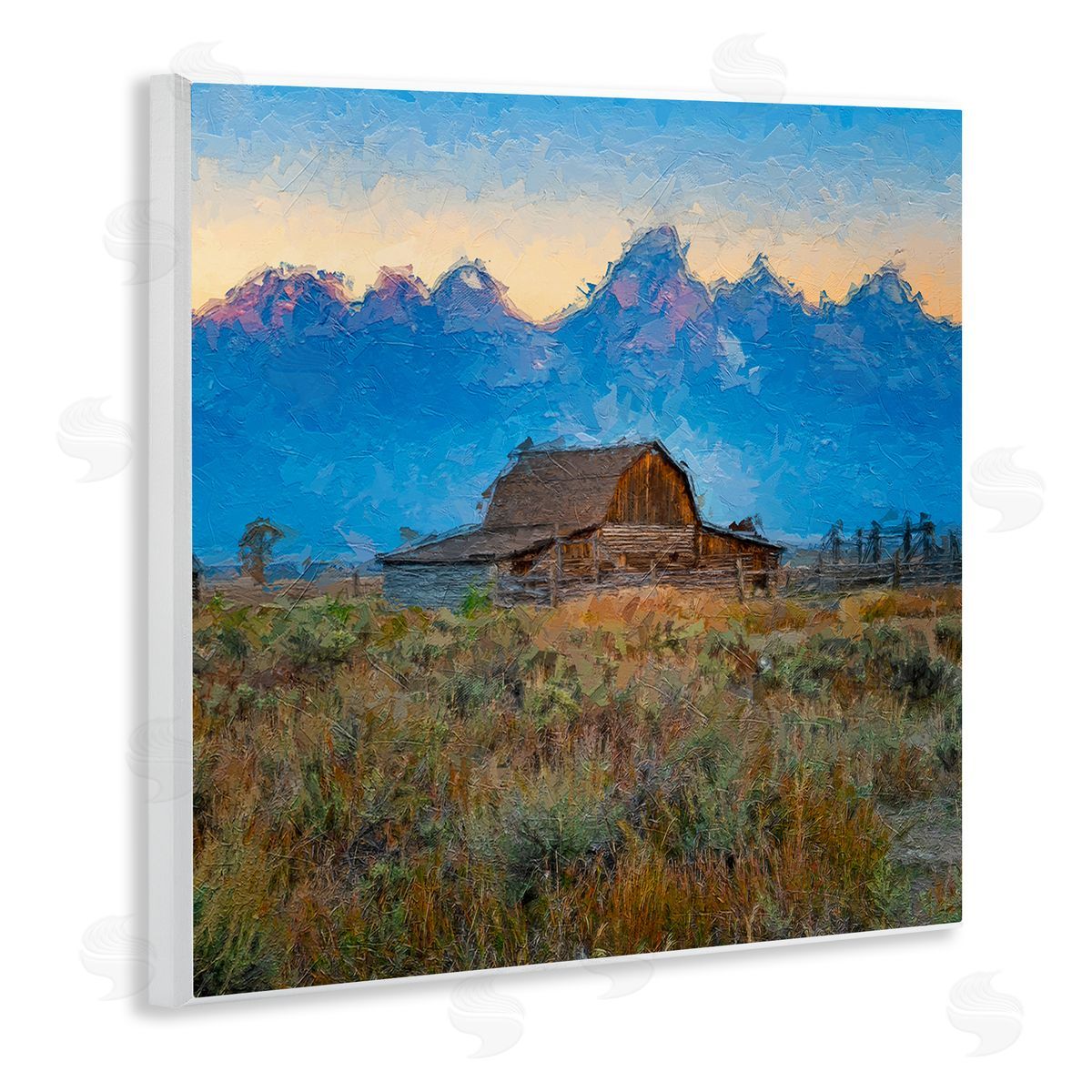 Daniel Sproul Countryside Farm Pasture Barn Bold Blue Sunset  Wooden Wall Plaque Art Print