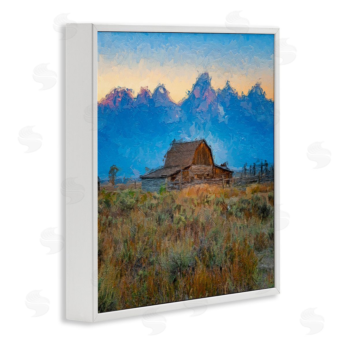 Daniel Sproul Countryside Farm Pasture Barn Bold Blue Sunset  White Framed Glicee Wall Art Print
