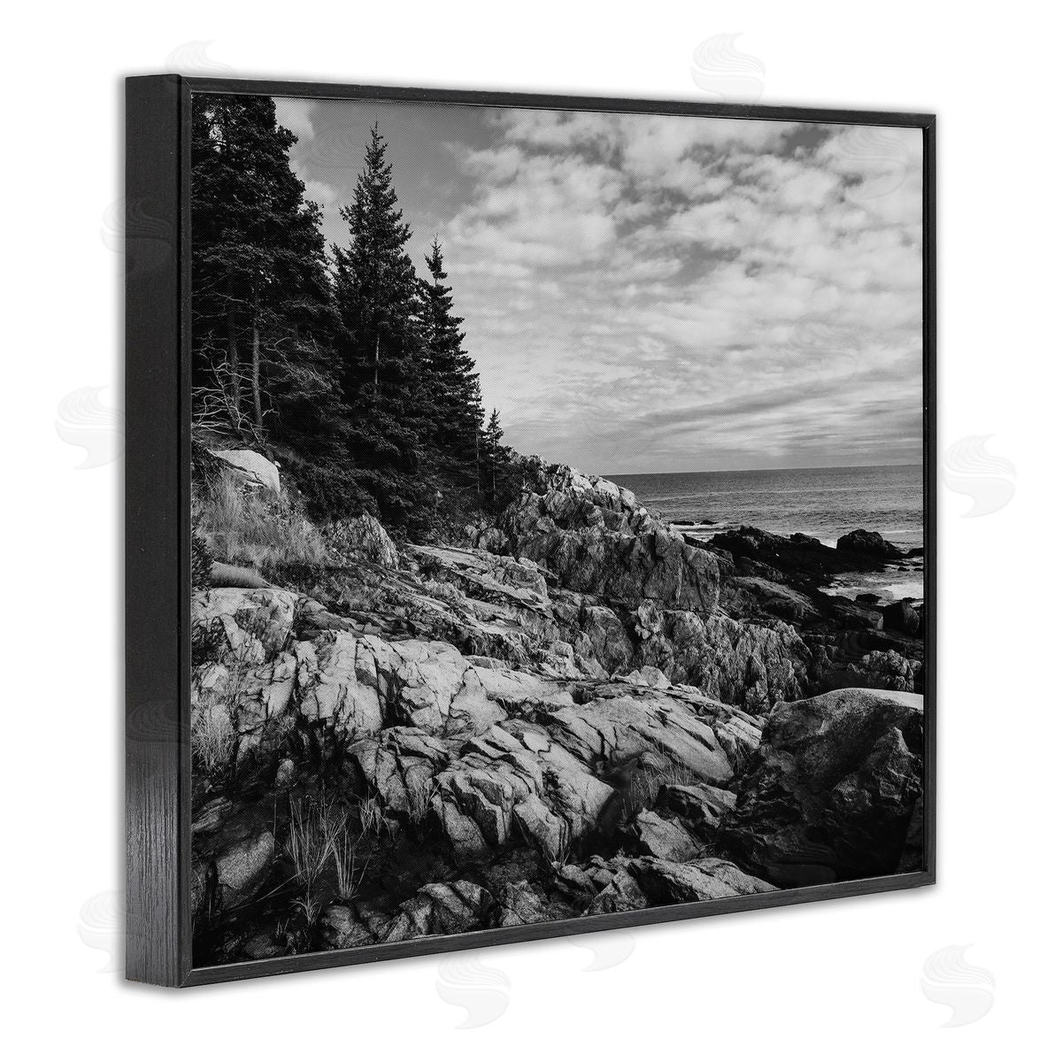 Daniel Sproul Rocky Ocean Water Cloudy Coast Monochrome Nature  Black Framed Giclee Wall Art Print