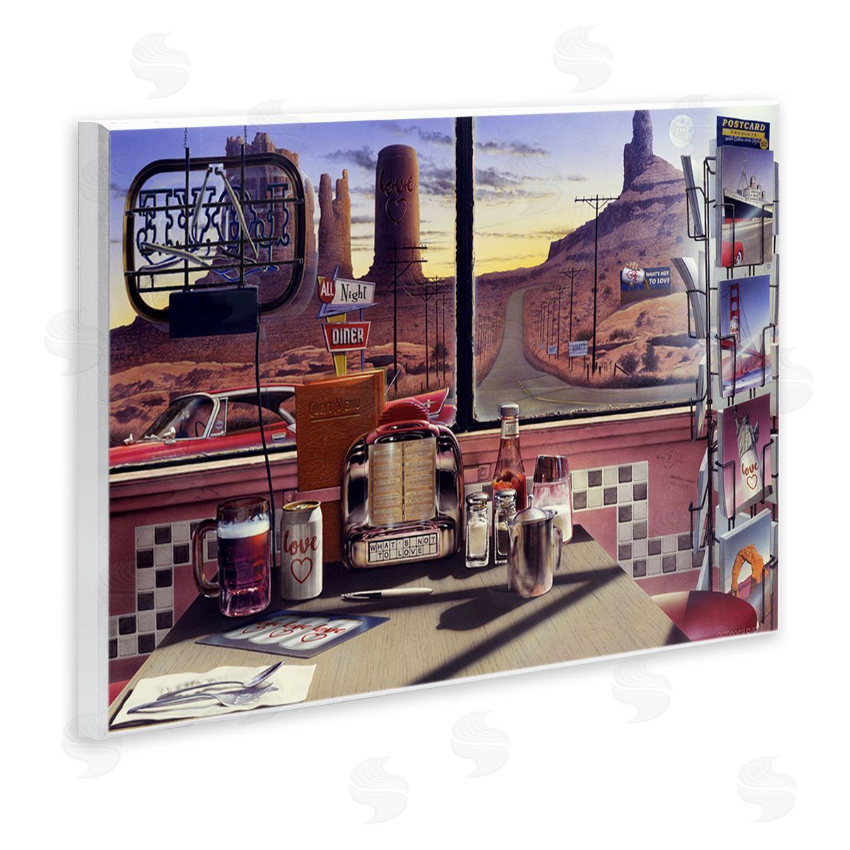 Jadei Graphics Quirky Canyon Diner Surreal Scenery Postcards Table Wall Plaque Art Print