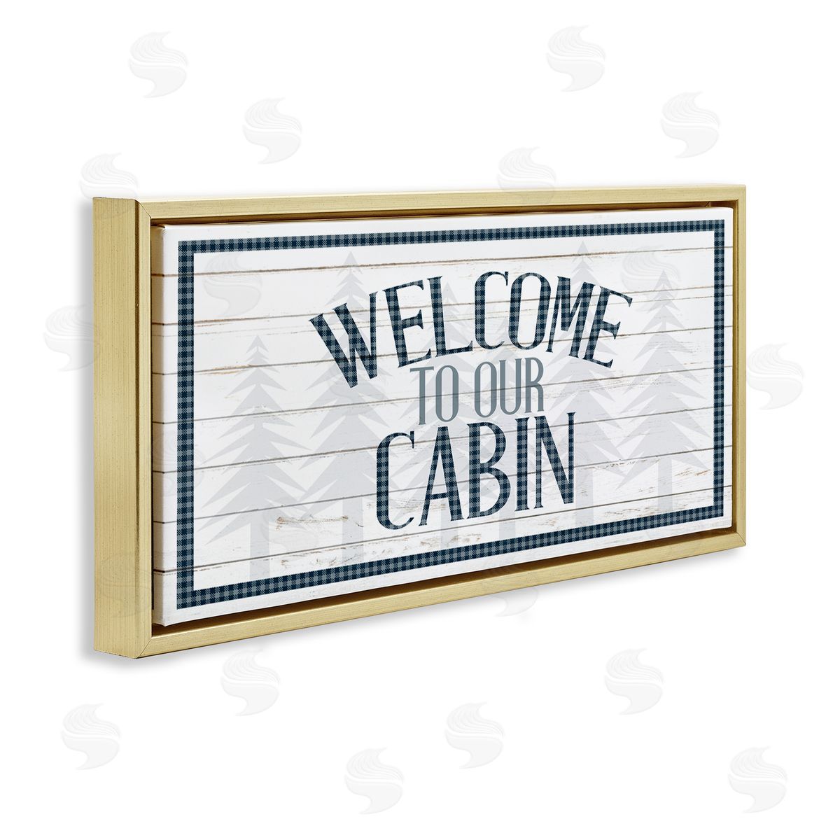Kim Allen Welcome Cabin Phrase Tartan Pine Trees Motif 