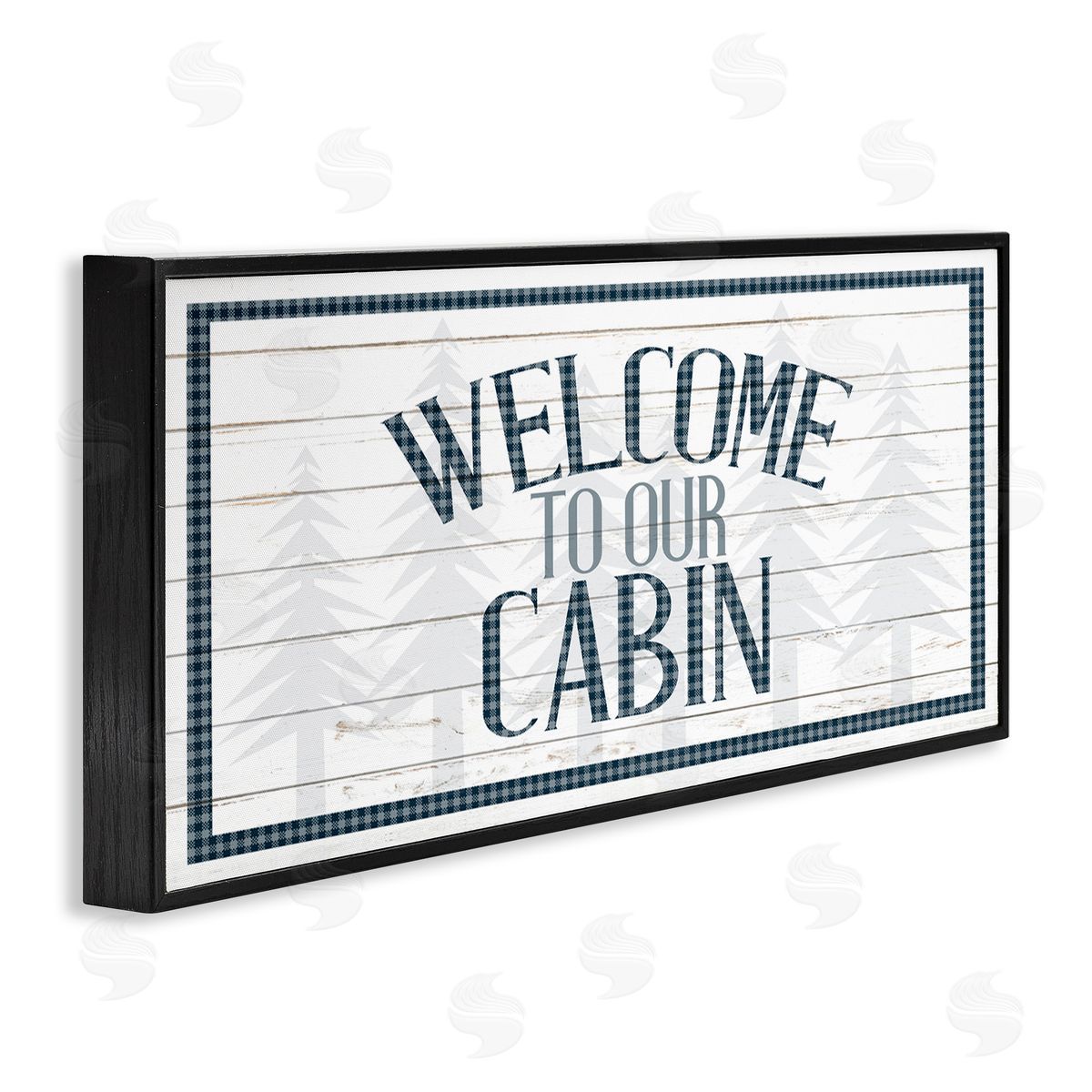 Kim Allen Welcome Cabin Phrase Tartan Pine Trees Motif 