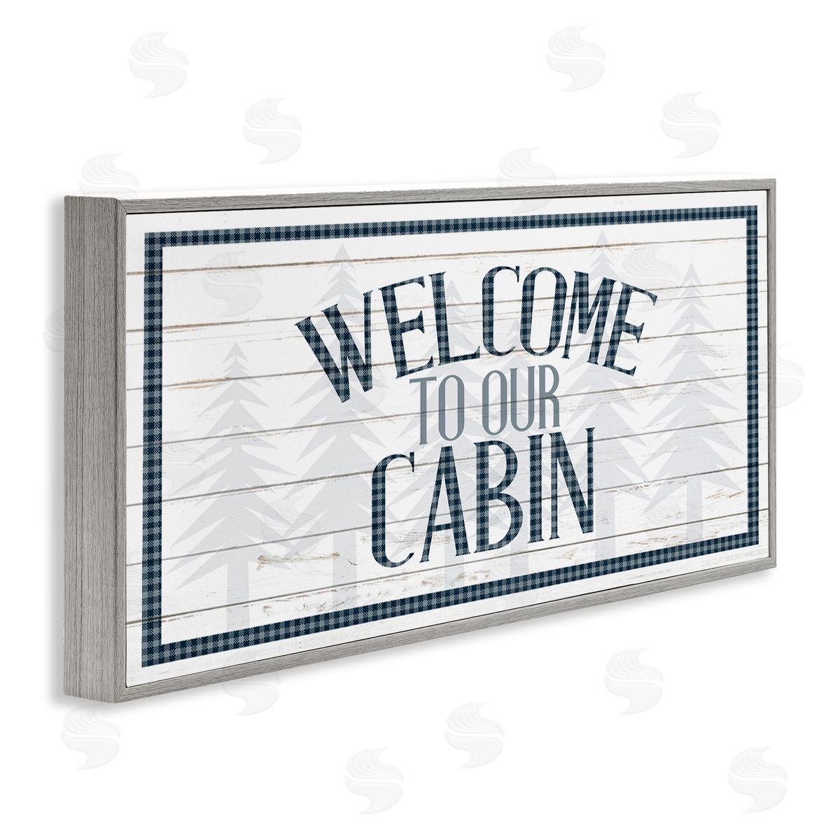 Kim Allen Welcome Cabin Phrase Tartan Pine Trees Motif 