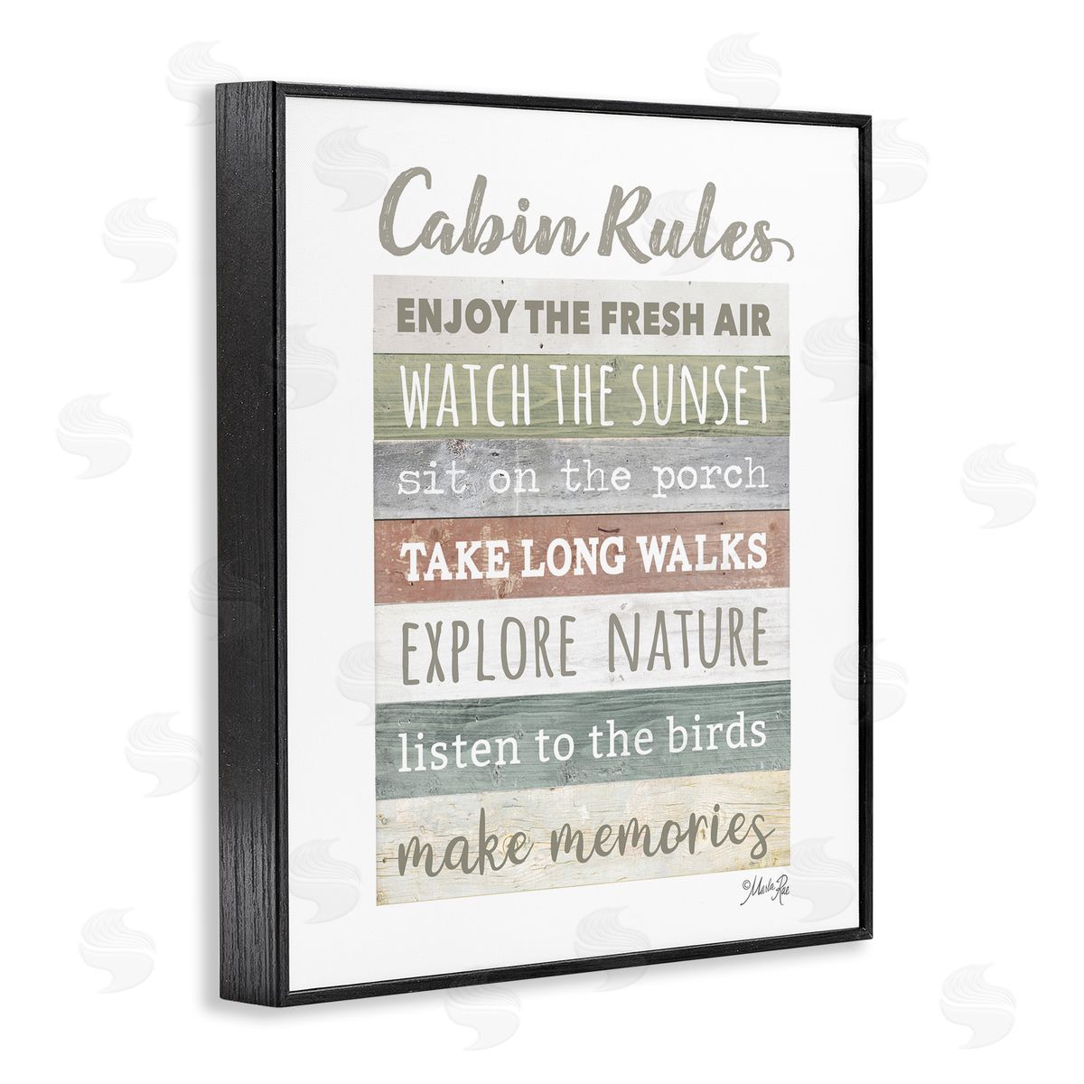 Marla Rae Cabin Rules Typography Sign Nature Hiking Theme  Black Framed Giclee Wall Art Print