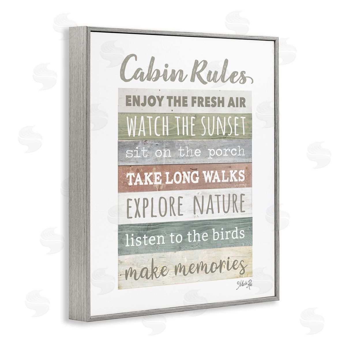 Marla Rae Cabin Rules Typography Sign Nature Hiking Theme  Gray Framed Giclee Wall Art Print