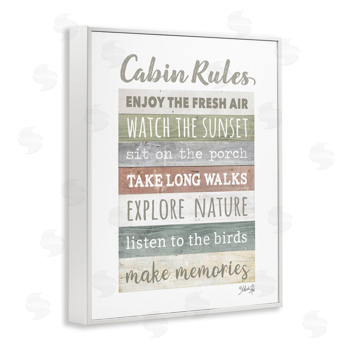 Marla Rae Cabin Rules Typography Sign Nature Hiking Theme  White Framed Giclee Wall Art Print