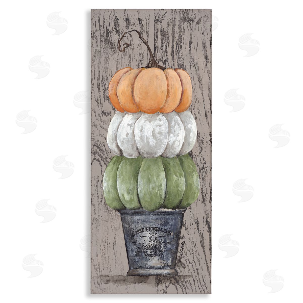 Julie Norkus Rustic Pumpkin Gourd Harvest Produce Grain Pattern 