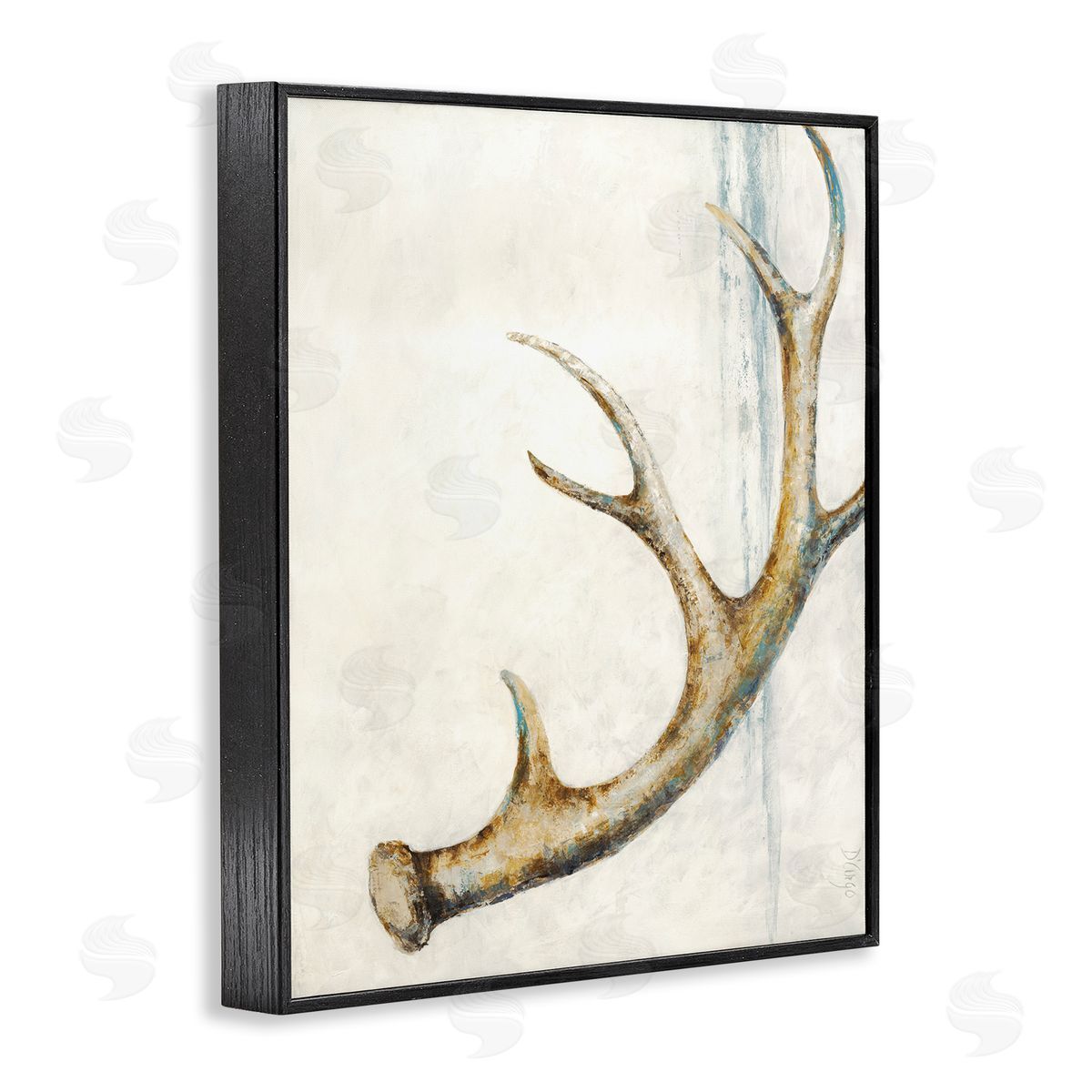 Dina D'Argo Abstract Deer Antler Blue s Painting Black Framed Giclee Wall Art Print