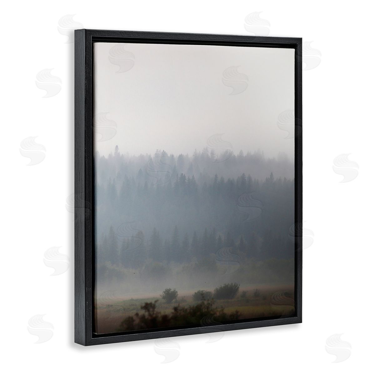 Carol Robinson Peaceful Fog Rural Landscape Woodlands Trees Clouds Black Floating Frame Canvas Wall Art Print