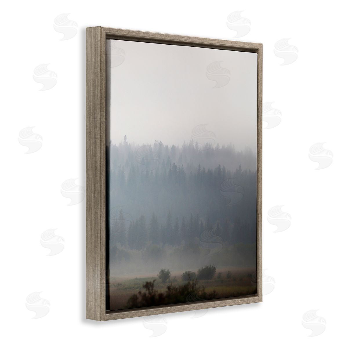 Carol Robinson Peaceful Fog Rural Landscape Woodlands Trees Clouds Brown Floating Frame Canvas Wall Art Print