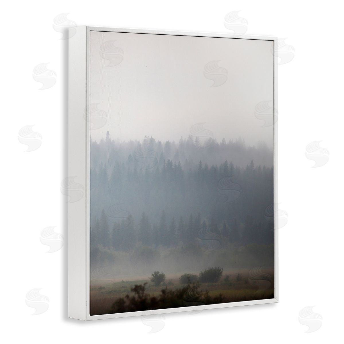 Carol Robinson Peaceful Fog Rural Landscape Woodlands Trees Clouds White Framed Giclee Wall Art Print
