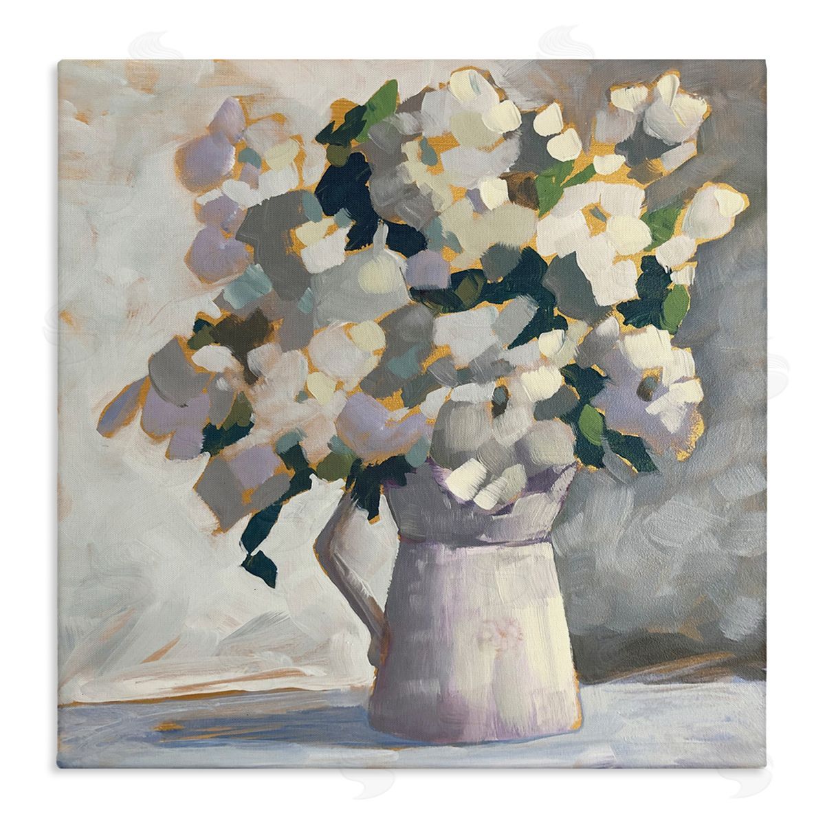 Sue Riger Classic White Flower Arrangement Abstract Petals Bouquet Stretched Canvas Wall Art Print