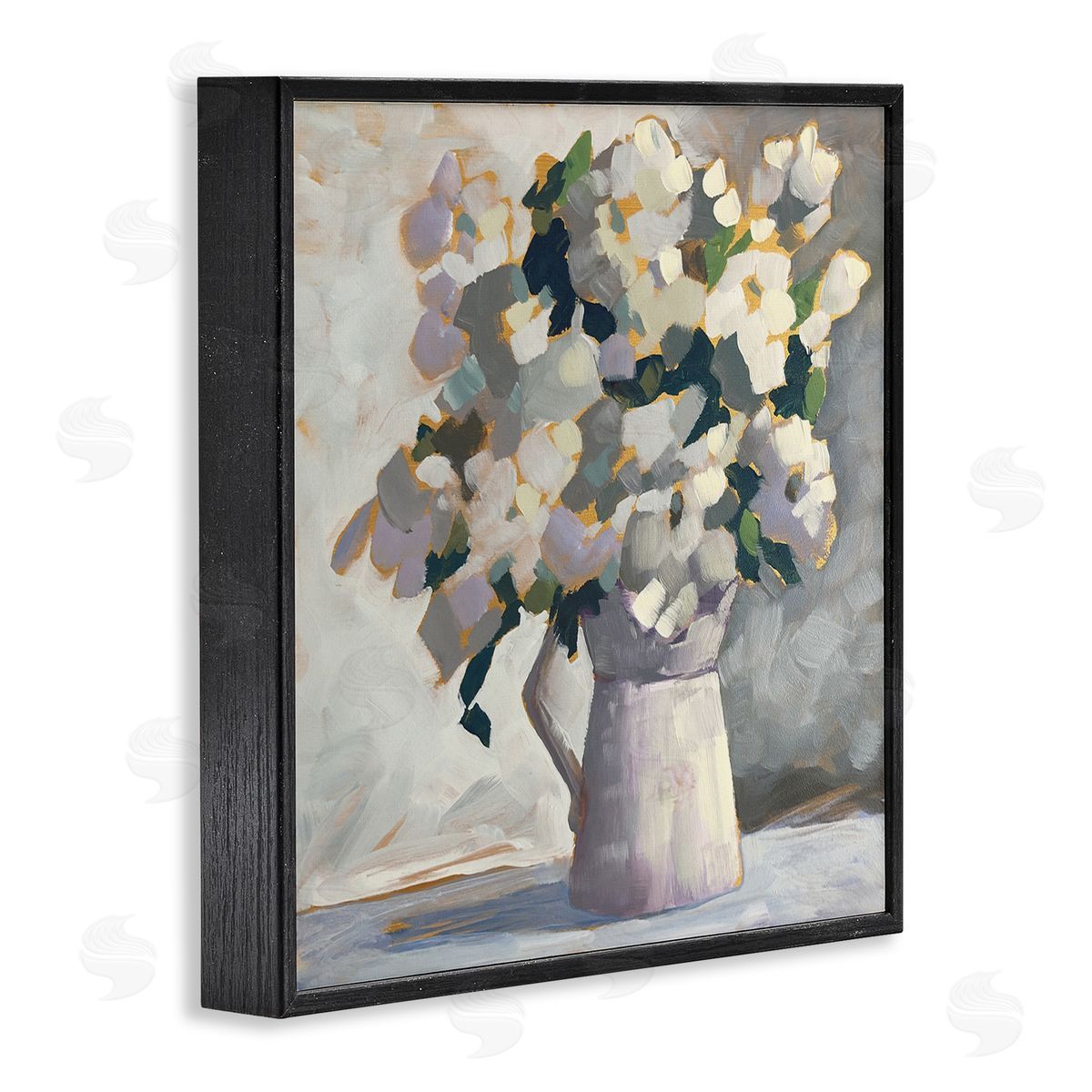 Sue Riger Classic White Flower Arrangement Abstract Petals Bouquet Black Framed Glicee Wall Art Print