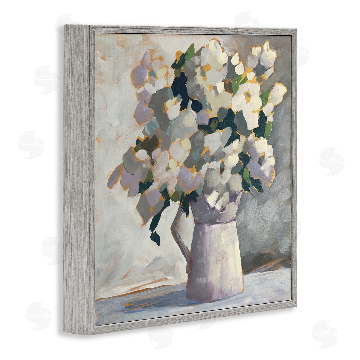 Sue Riger Classic White Flower Arrangement Abstract Petals Bouquet Gray Framed Glicee Wall Art Print