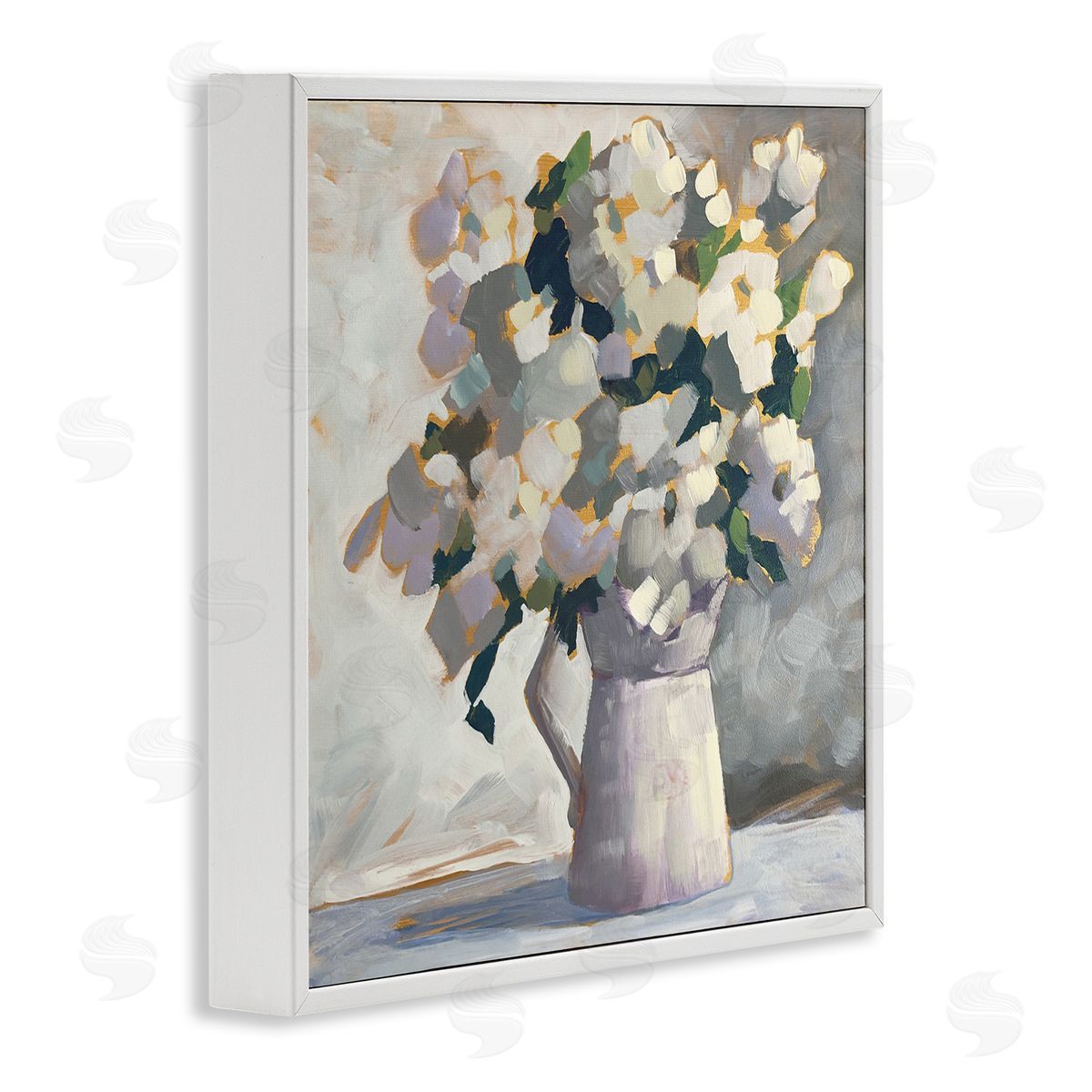 Sue Riger Classic White Flower Arrangement Abstract Petals Bouquet White Framed Glicee Wall Art Print