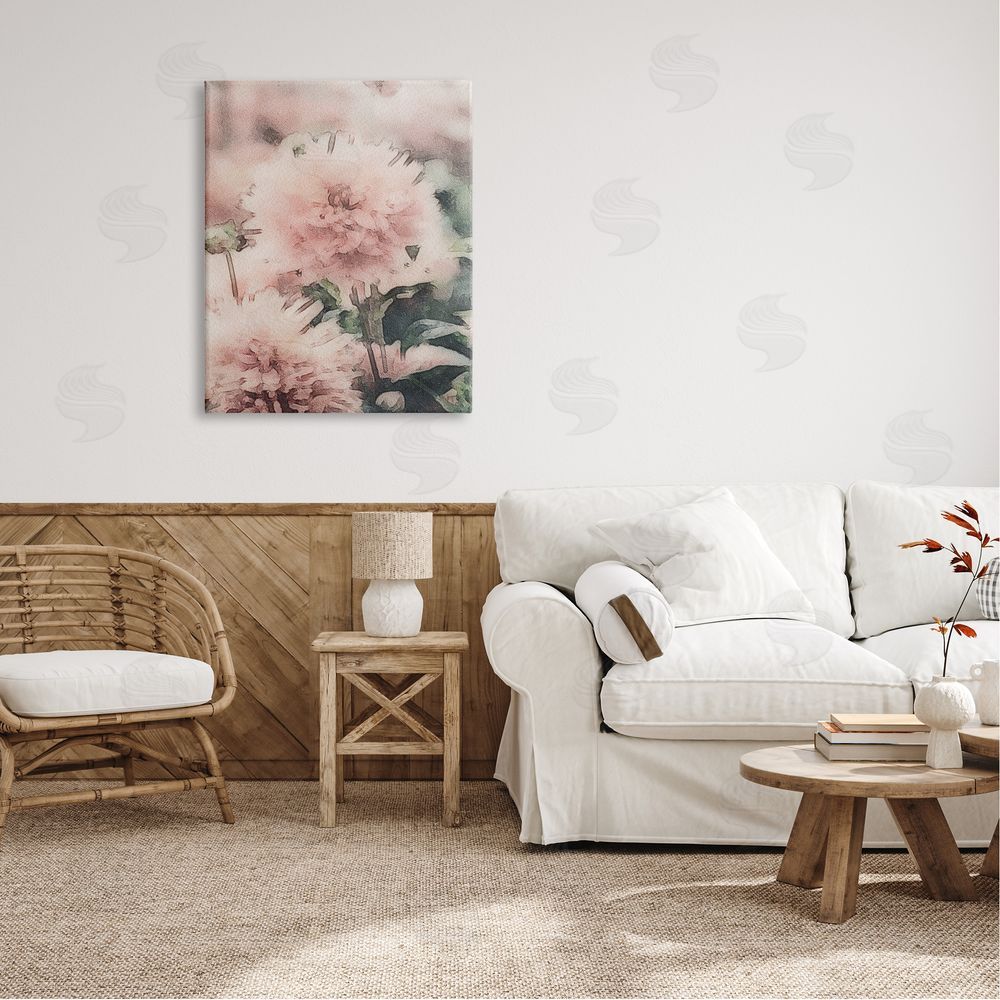 Amy Brinkman Dainty Pink Flower Blossom Sprouts Closeup Petals Canvas Wall Art Print in Room