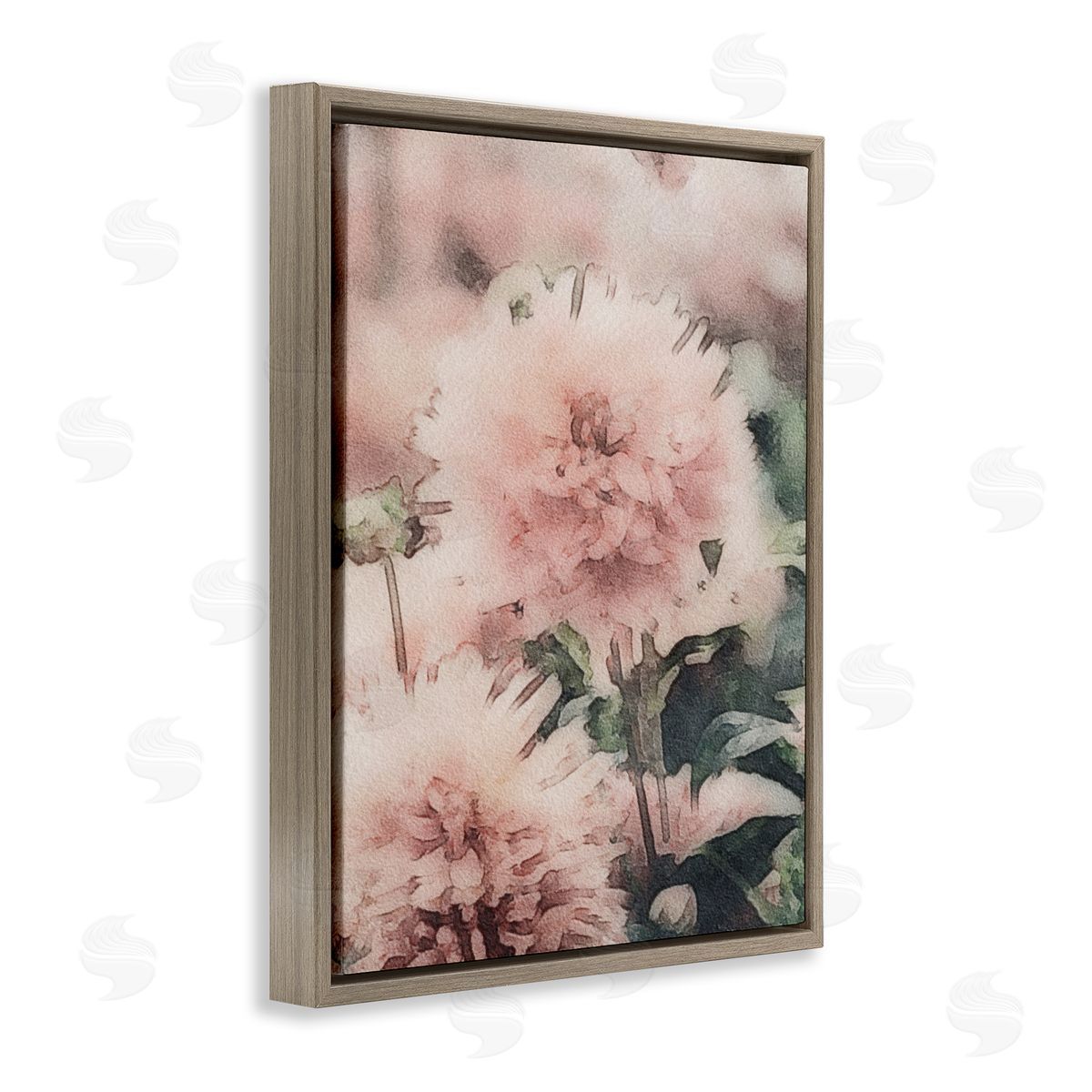 Amy Brinkman Dainty Pink Flower Blossom Sprouts Closeup Petals Brown Floating Frame Canvas Wall Art Print