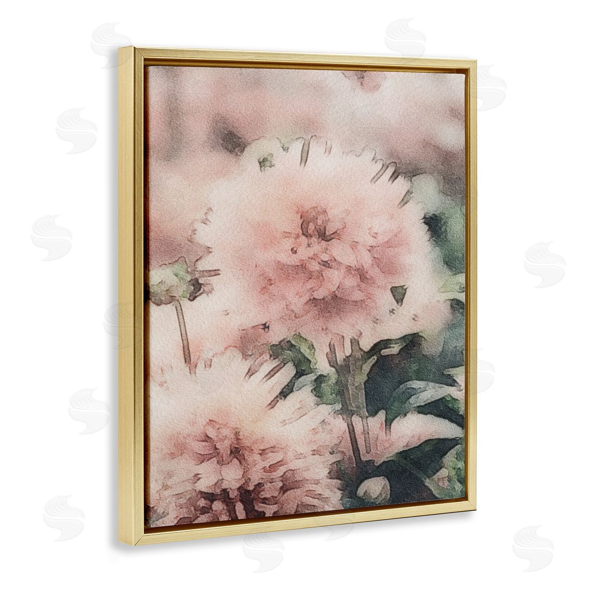 Amy Brinkman Dainty Pink Flower Blossom Sprouts Closeup Petals Gold Floating Frame Canvas Wall Art Print