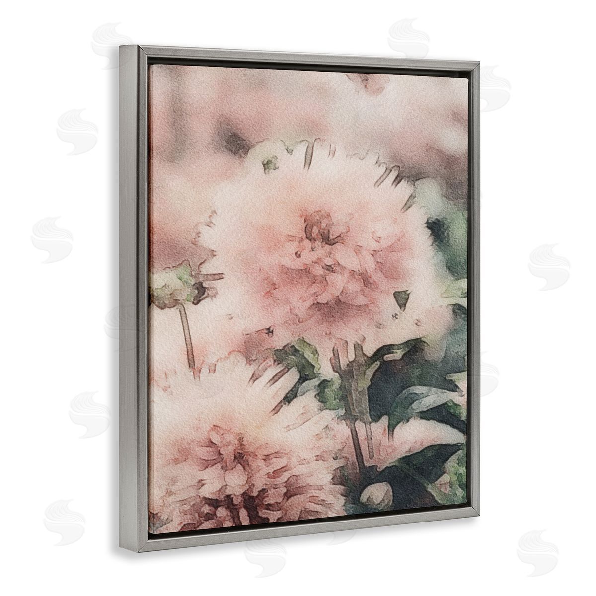 Amy Brinkman Dainty Pink Flower Blossom Sprouts Closeup Petals Gray Floating Frame Canvas Wall Art Print
