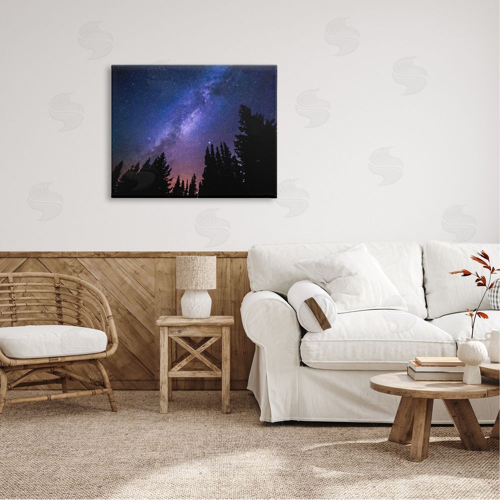 Alpenglow Workshop Deep Blue & Purple Galaxy Sky Stars Woodlands   Canvas Wall Art Print in Room