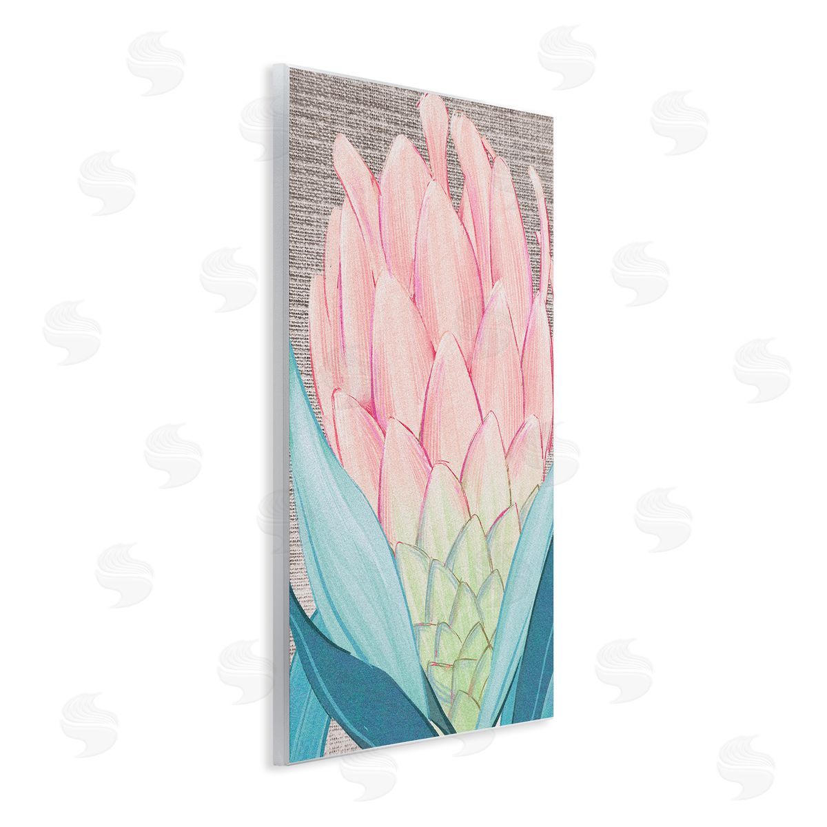Ziwei Li Hatched Pattern Dahlia Bud Pink Spring Blooms  Wall Plaque Art Print